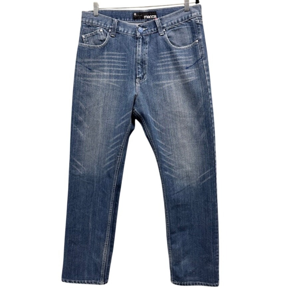 Mecca USA Mens Straight Fit Denim Jeans Medium Wash 38x34 Streetwear Vintage